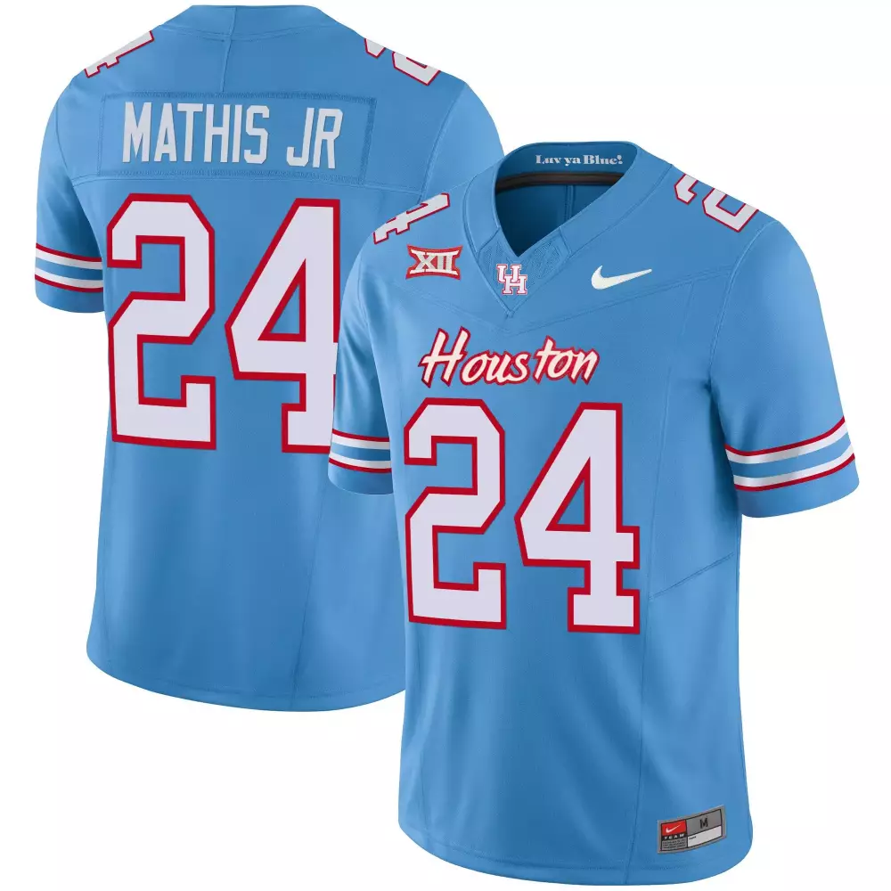tony mathis jr light blue mens houston cougars 2023 oilers inspired vapor jersey v4 all stitched