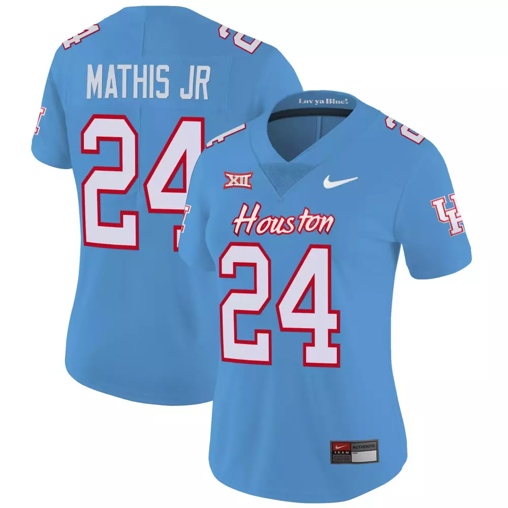 tony mathis jr light blue mens houston cougars 2023 oilers inspired vapor jersey v4 all stitched