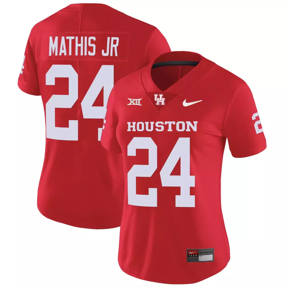 tony mathis jr red womens houston cougars 2023 oilers inspired vapor jersey v4 all stitched