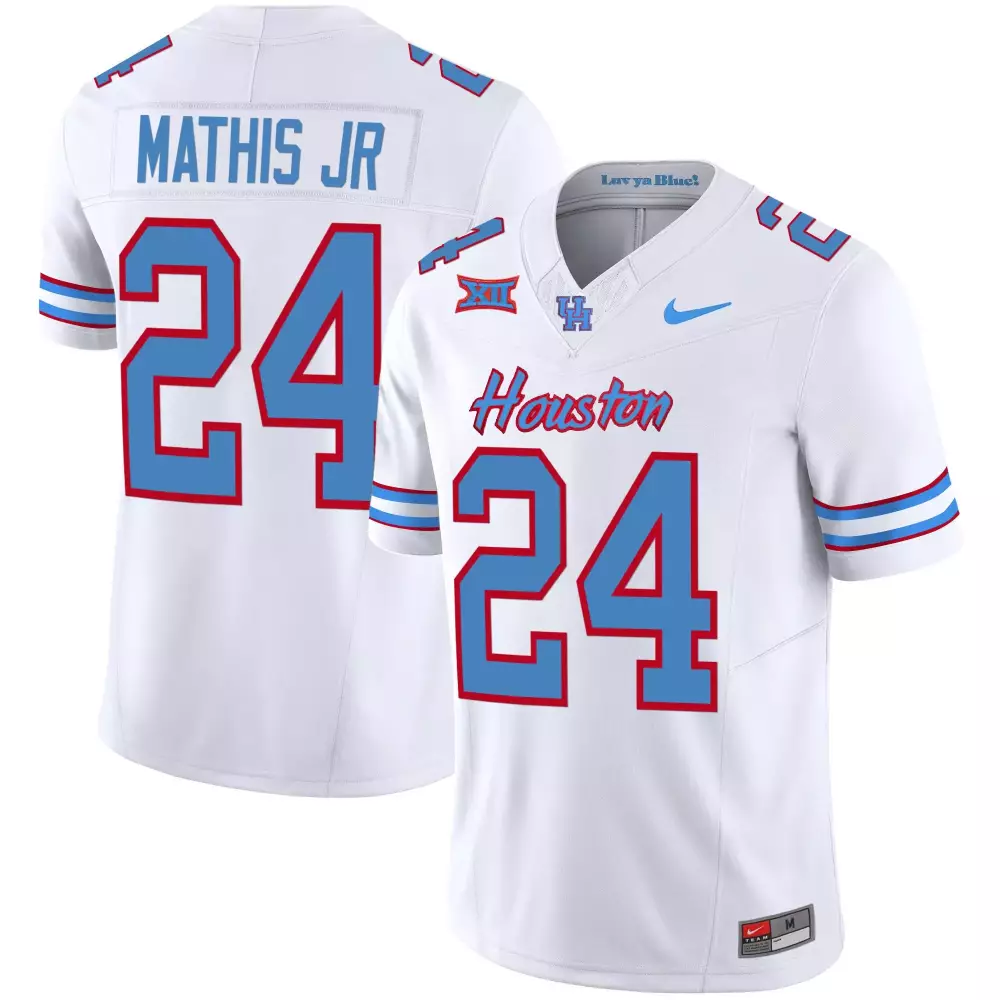 tony mathis jr white youths houston cougars 2023 oilers inspired vapor jersey all stitched