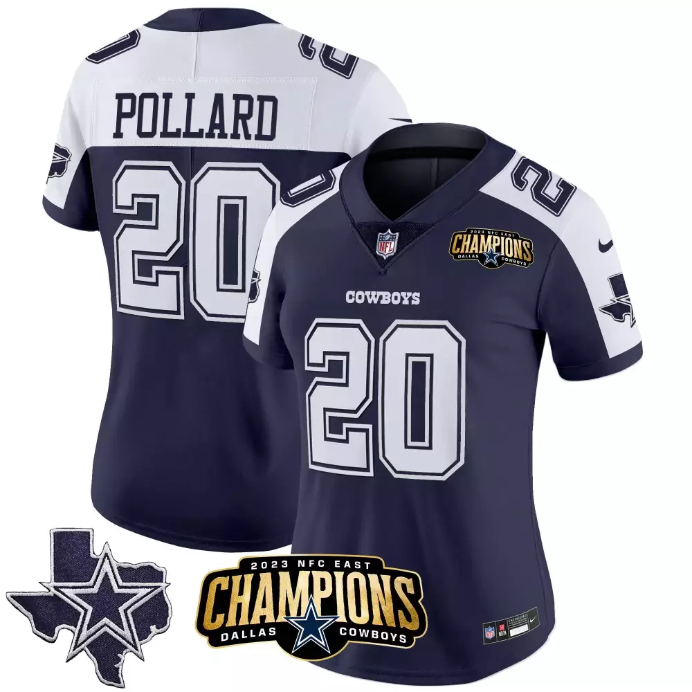 Tony Pollard Dallas Cowboys 2023 NFC East Champions Black Jersey | Stitched Vapor Edition for Women | Celebrate the Victory