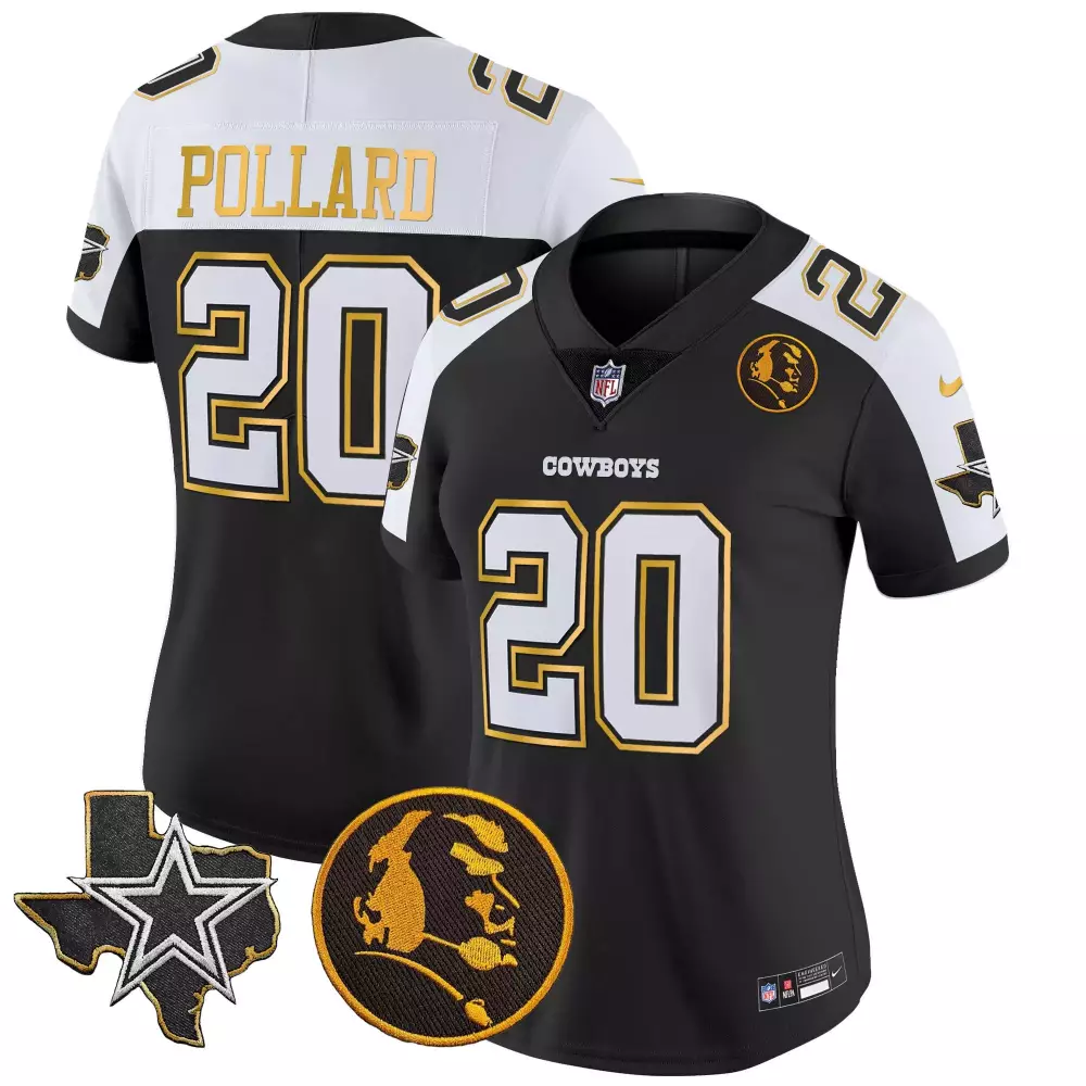 Tony Pollard Dallas Cowboys Black Alternate Women's Jersey | Stitched Gold Trim Vapor | Limited Edition Fan Gear | For Women, Men & Youth