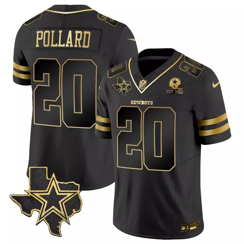 Tony Pollard Dallas Cowboys Texas Patch Black Limited Jersey | Stitched Vapor Edition for Men, Women & Youth | Unique Style