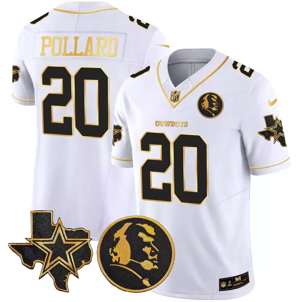 Tony Pollard Dallas Cowboys White Vapor Jersey | Gold Stitched | Replica Fan Gear | For Men, Women & Youth
