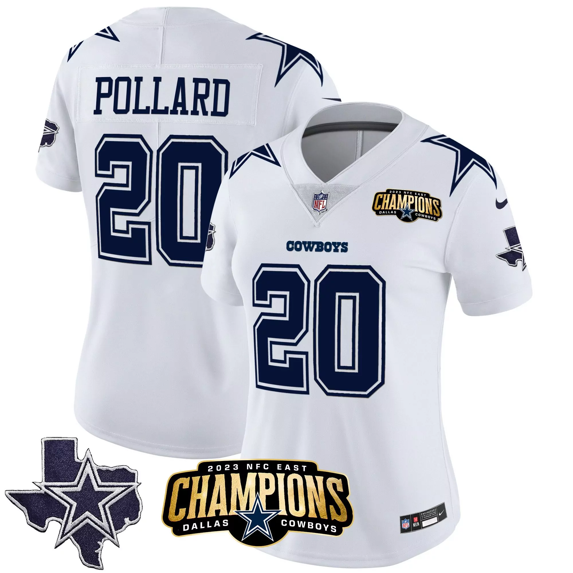 tony pollard white mens dallas cowboys texas patch gold trim vapor jersey all stitched