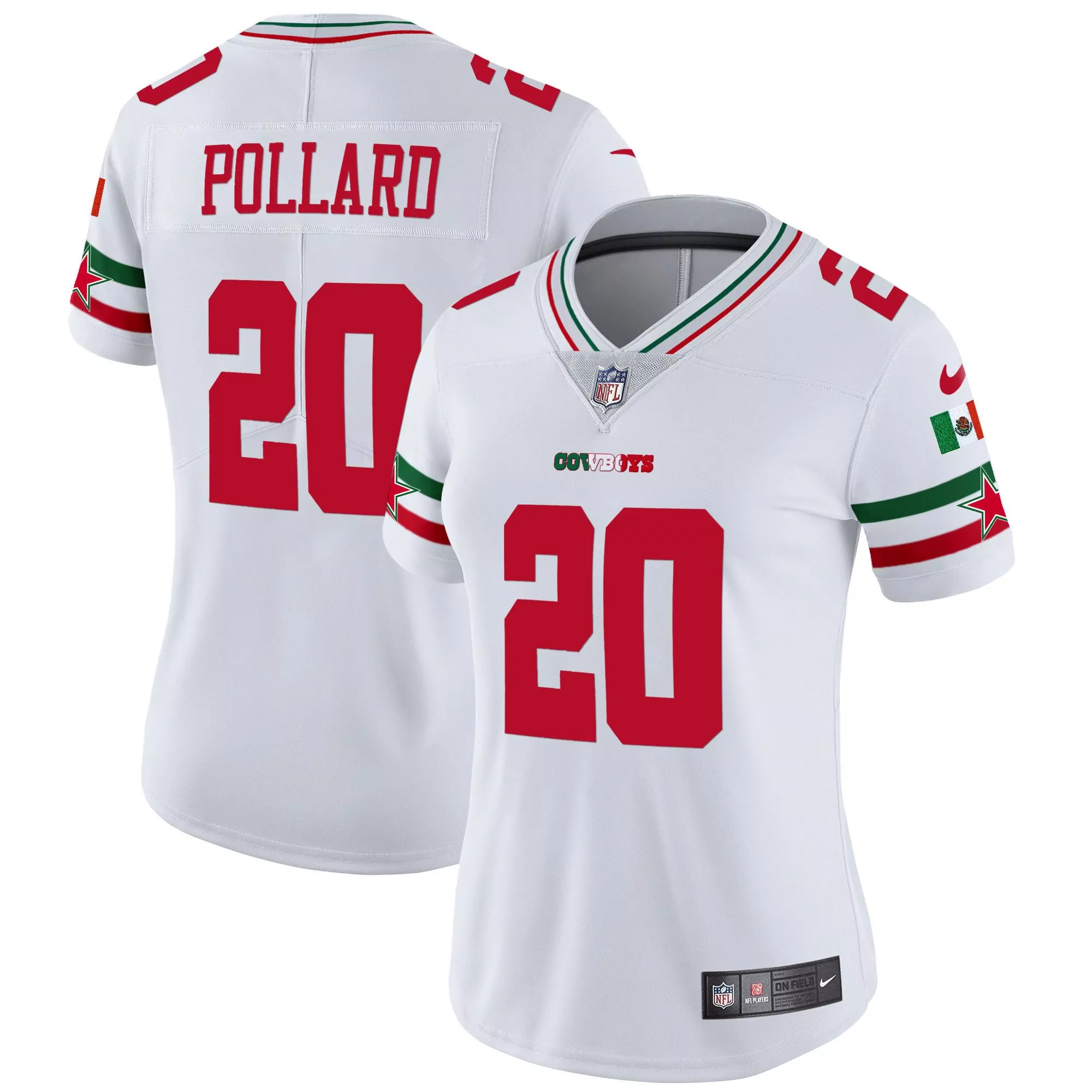 tony pollard white mens dallas cowboys texas patch gold trim vapor jersey all stitched