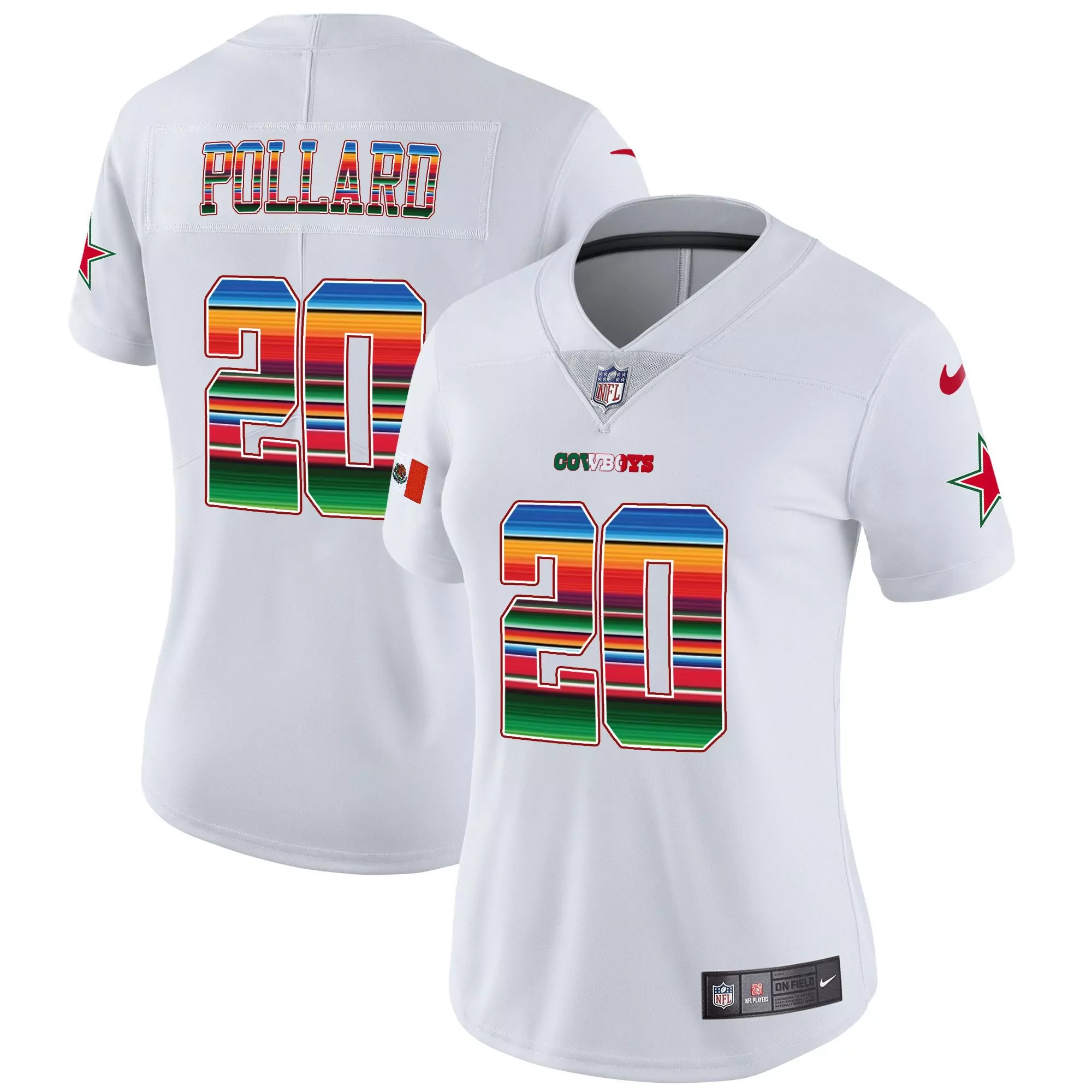 tony pollard white mens dallas cowboys texas patch gold trim vapor jersey all stitched