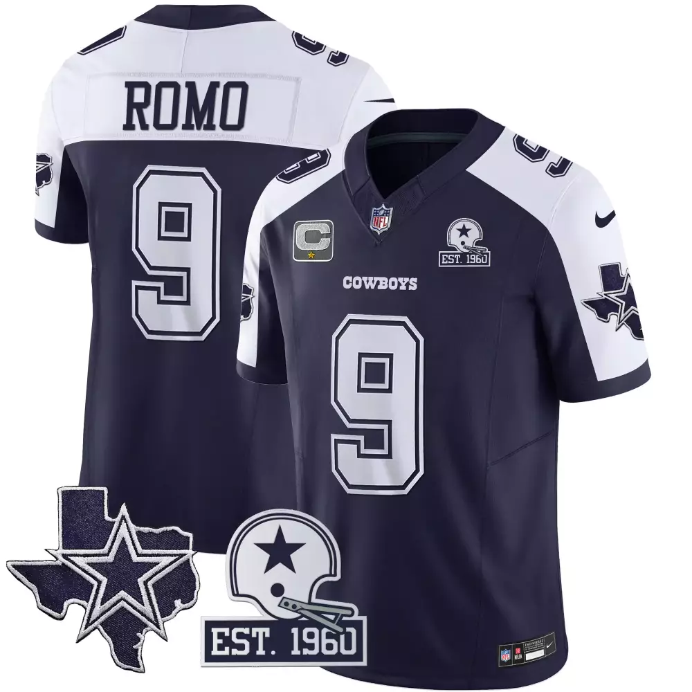 Tony Romo Alternate Navy Dallas Cowboys Throwback Texas Patch Vapor Limited Jersey | Stitched Fan Gear | For Men, Women & Youth
