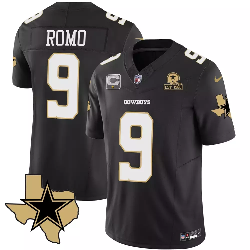 Tony Romo Black Dallas Cowboys Arch Smoke Vapor Jersey | Stitched Fan Gear | For Men, Women & Youth