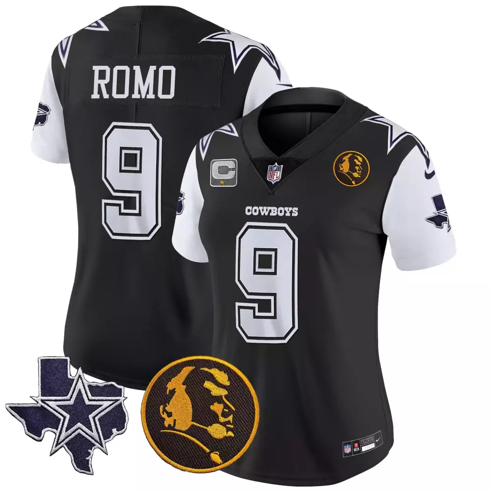 Tony Romo Black Dallas Cowboys Arch Smoke Vapor Jersey | Stitched Fan Gear | For Men, Women & Youth