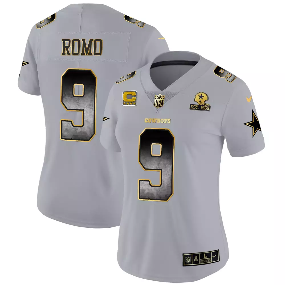 Tony Romo Gray Dallas Cowboys Arch Smoke Jersey | Stitched Vapor Design | Fan Gear | For Men, Women & Youth