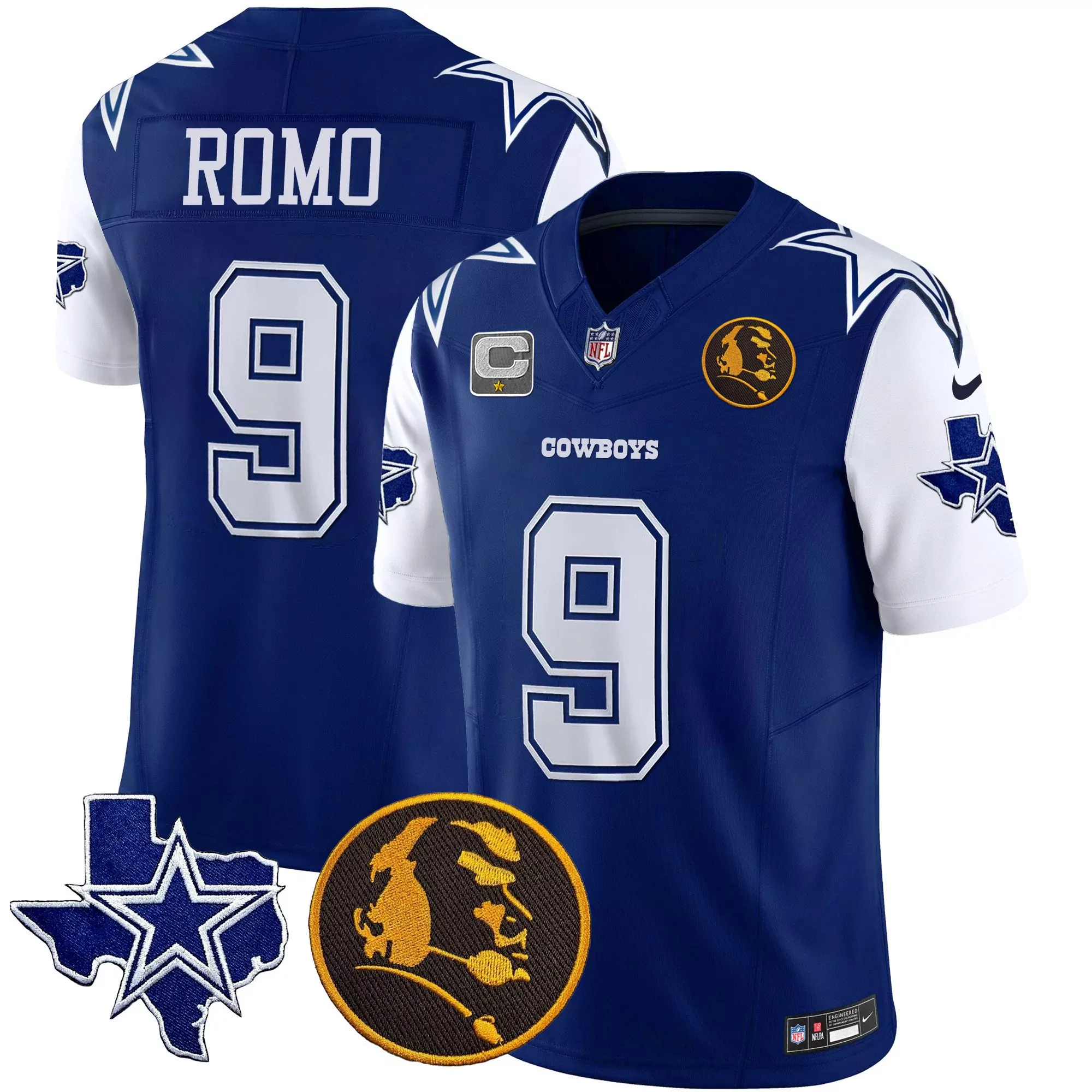 tony romo royal mens dallas cowboys texas john madden patch vapor jersey all stitched