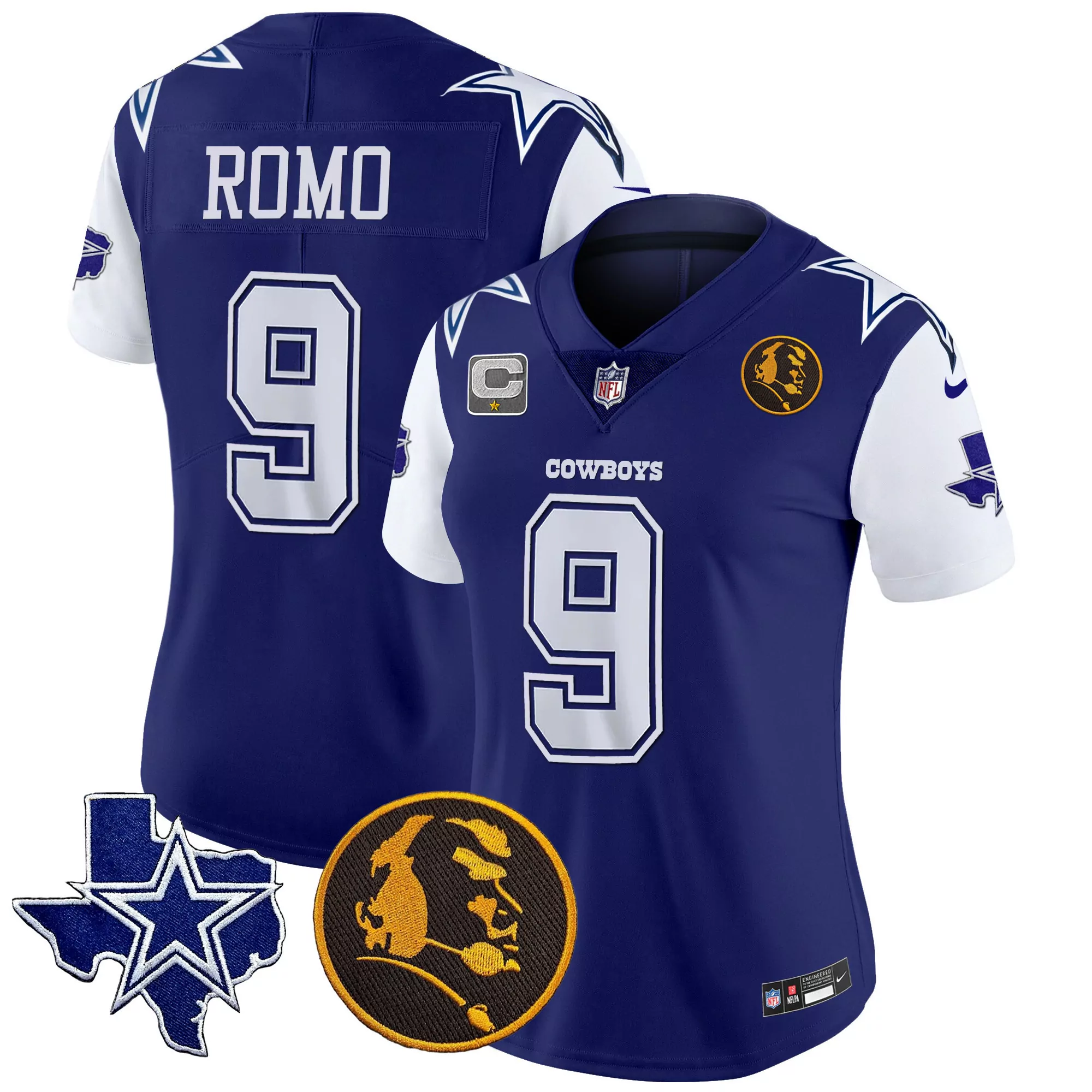 tony romo royal mens dallas cowboys texas john madden patch vapor jersey all stitched