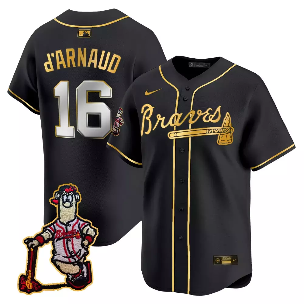 travis darnaud black gold mens atlanta braves 2024 robinson georgia patch vapor premier limited jersey all stitched
