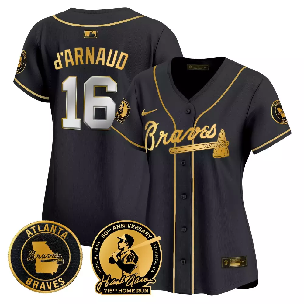 travis darnaud black gold womens atlanta braves 2024 robinson georgia patch vapor premier limited jersey all stitched
