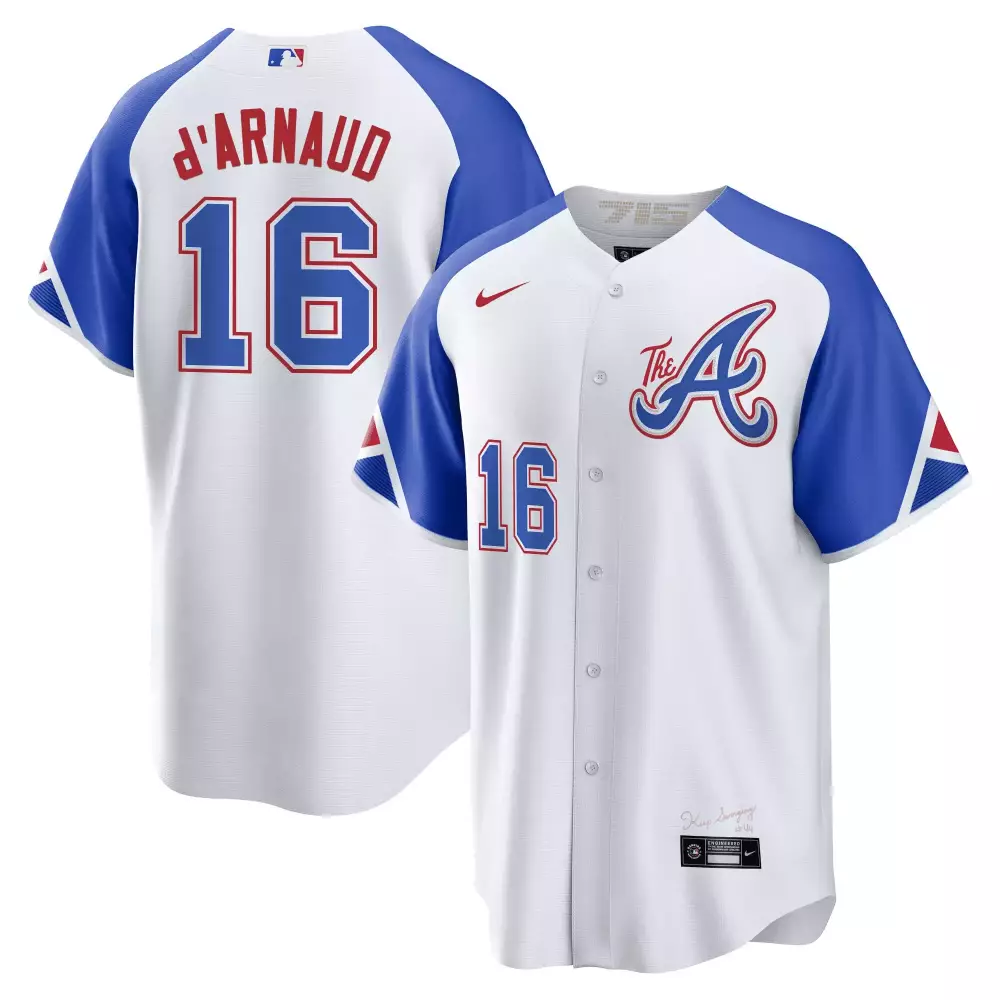 travis darnaud flex white mens atlanta braves gold trim jersey all stitched