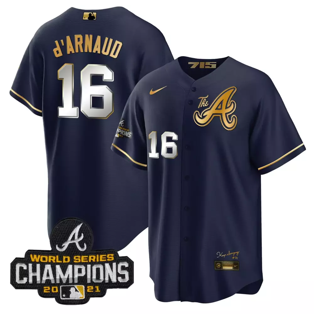 travis darnaud navy gold mens atlanta braves champions city connect gold cool base jersey all stitched