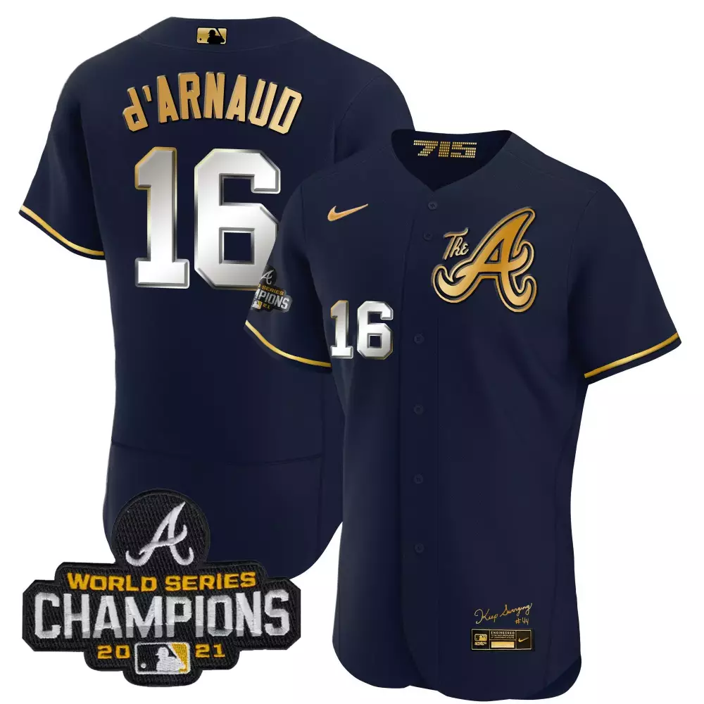 travis darnaud navy gold mens atlanta braves champions city connect gold cool base jersey all stitched