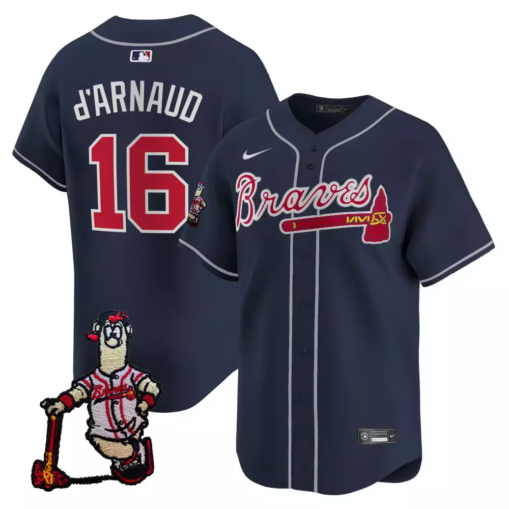 travis darnaud navy mens atlanta braves 2024 robinson georgia patch vapor premier limited jersey all stitched