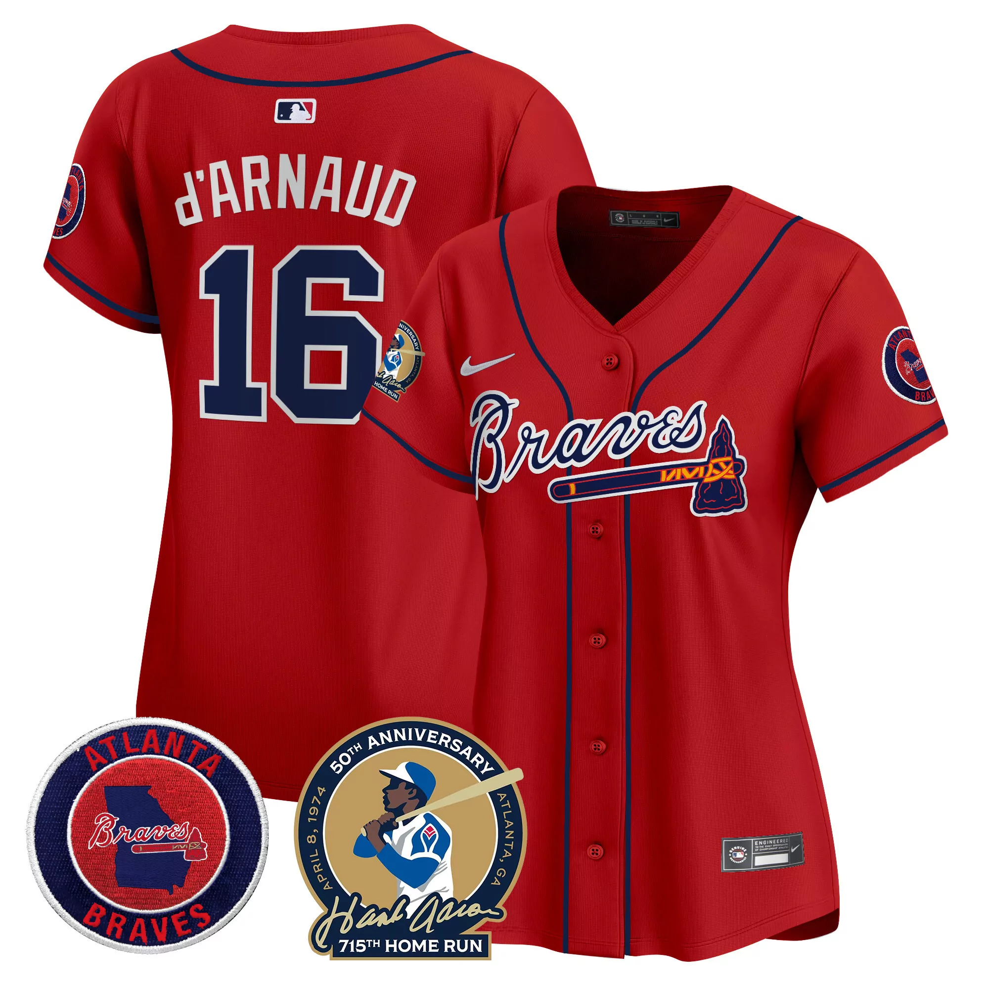 travis darnaud red womens atlanta braves champions city connect gold jersey all stitched