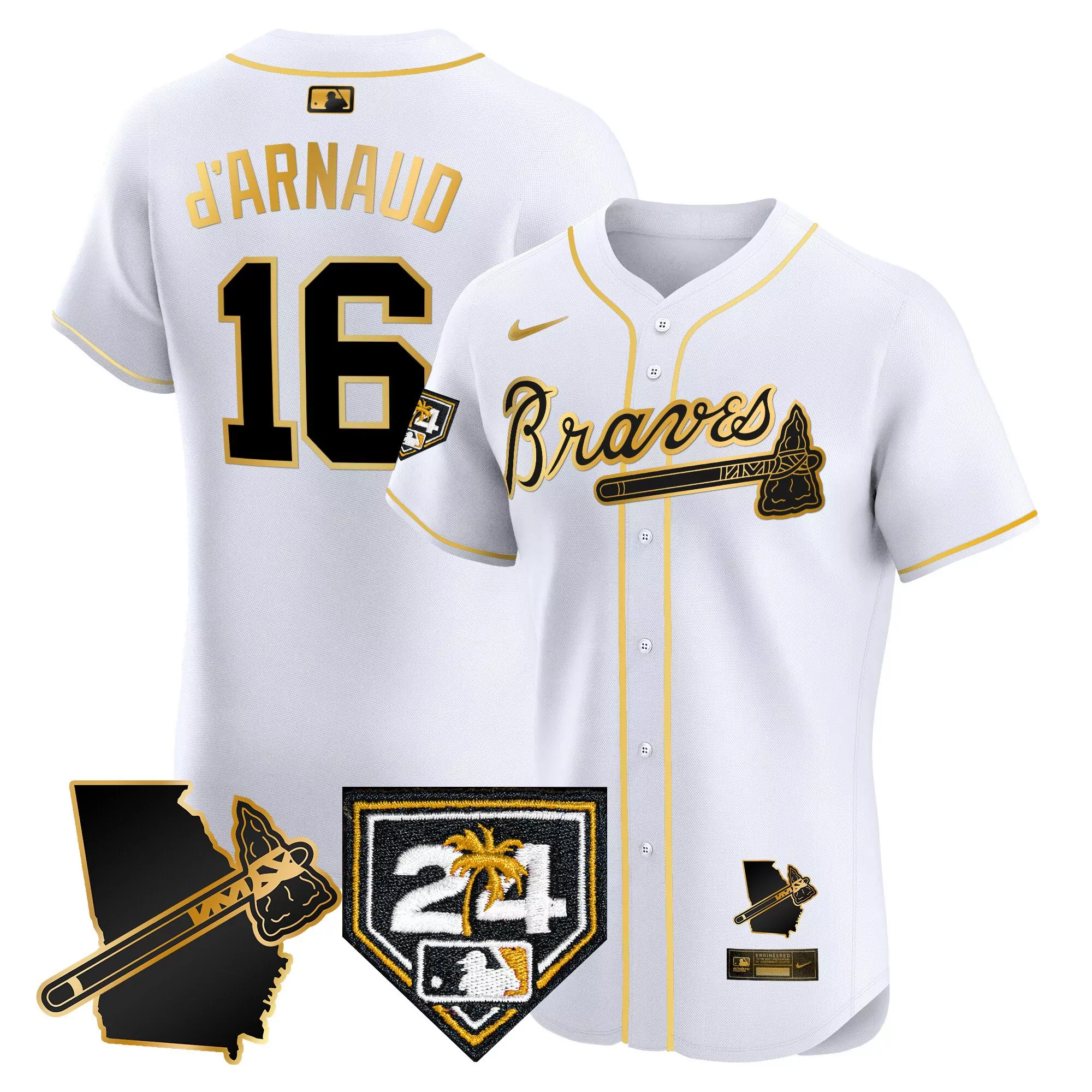 travis darnaud red womens atlanta braves champions city connect gold jersey all stitched