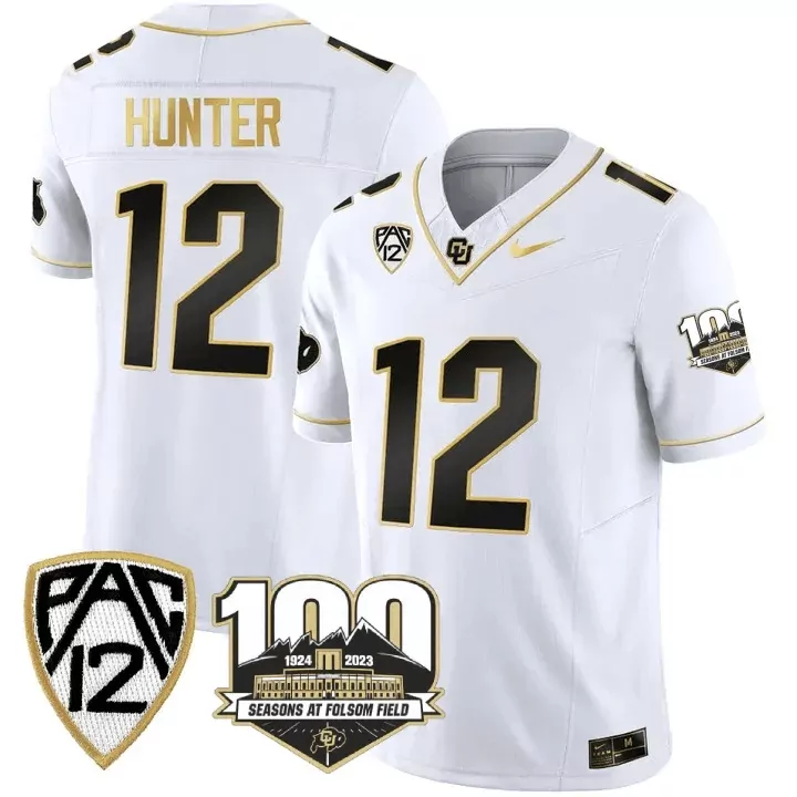 Travis Hunter Colorado Buffaloes White Limited Jersey | 100th Seasons Patch Vapor Gold | Stitched Fan Gear for Game Day | For Men, Women & Youth