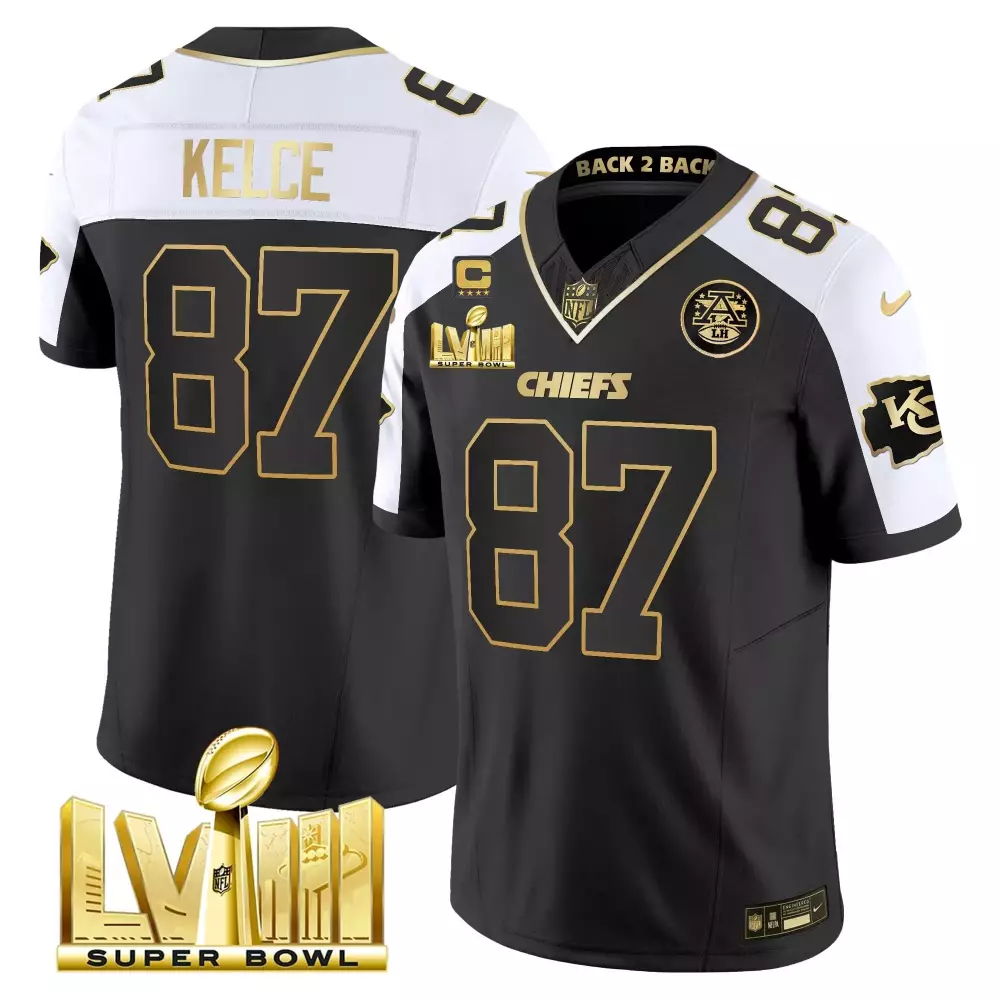 Travis Kelce Kansas City Chiefs Super Bowl LVIII Gold Patch Vapor Jersey V5 | Limited Edition Fan Gear | For Men, Women & Youth