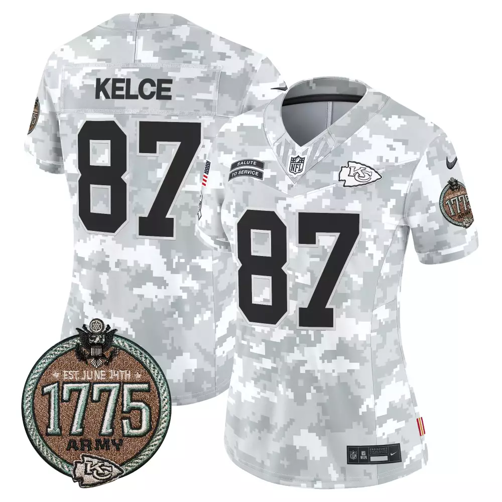 Travis Kelce Kansas City Chiefs 2024 Salute to Service Establishment Year Patch Vapor Limited Jersey | Stitched Edition | For Women