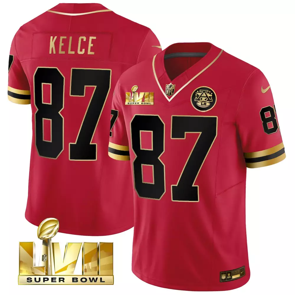 Travis Kelce Super Bowl LVIII Gold Patch Vapor Jersey | Black & Red Stitched | Limited Edition Fan Gear | For Men, Women & Youth