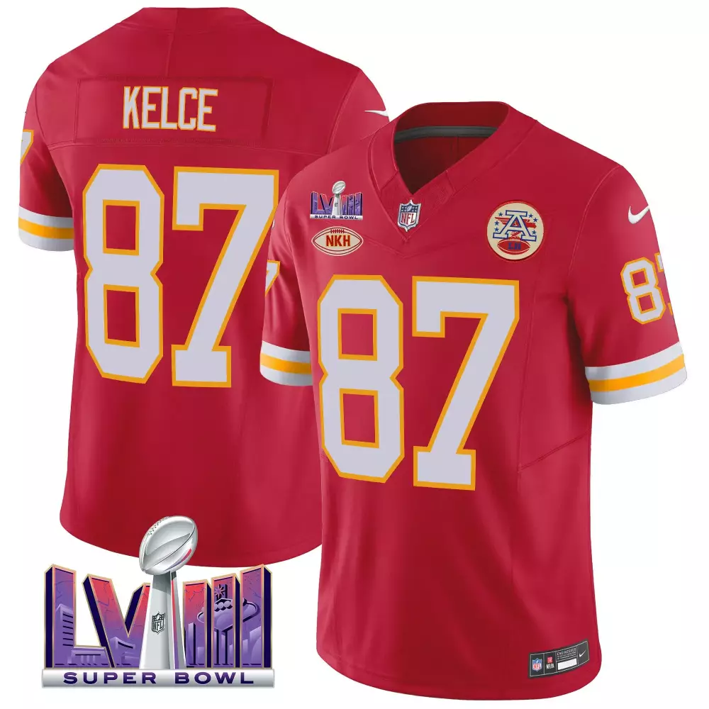 Travis Kelce Throwback Super Bowl LVIII Vapor Jersey | Black & Red Stitched | Limited Edition Fan Gear | For Men, Women & Youth