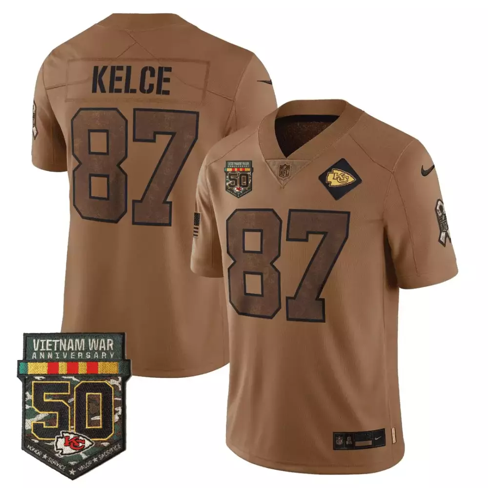 Travis Kelce Kansas City Chiefs 2023 Salute to Service Limited Jersey | 50th Vietnam War Anniversary Patch | Stitched | For Men
