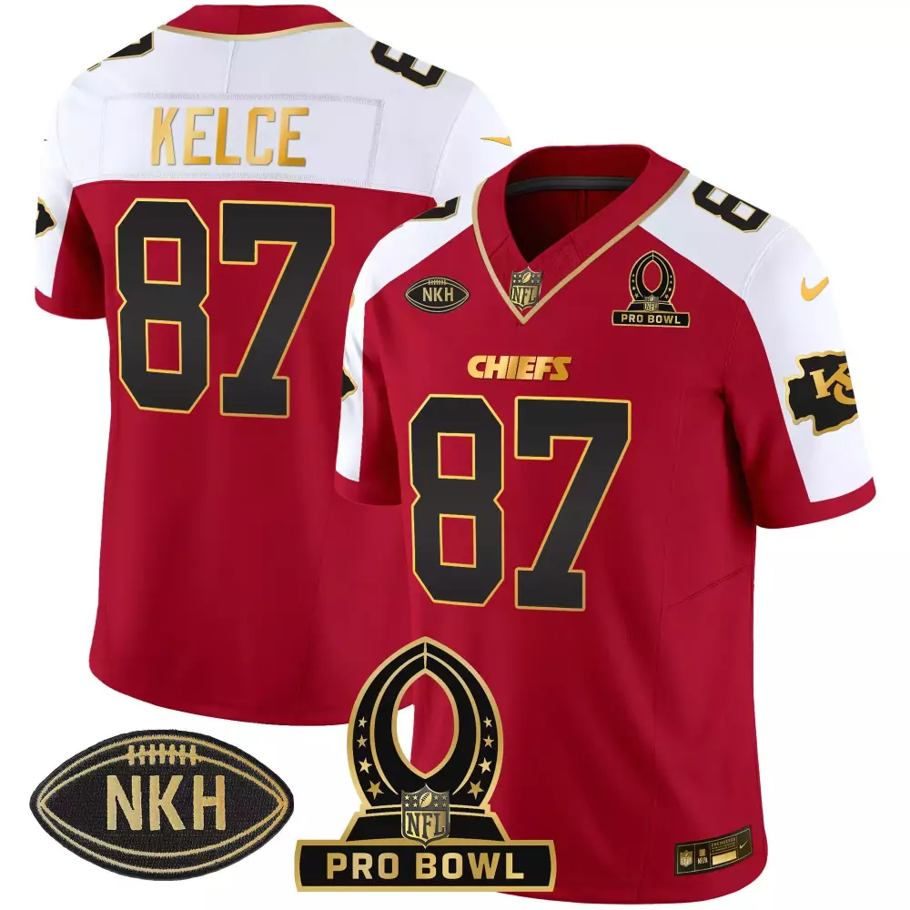 Travis Kelce Kansas City Chiefs 2024 Pro Bowl Patch Red Alternate Jersey | Stitched Fan Gear for Men, Women & Youth
