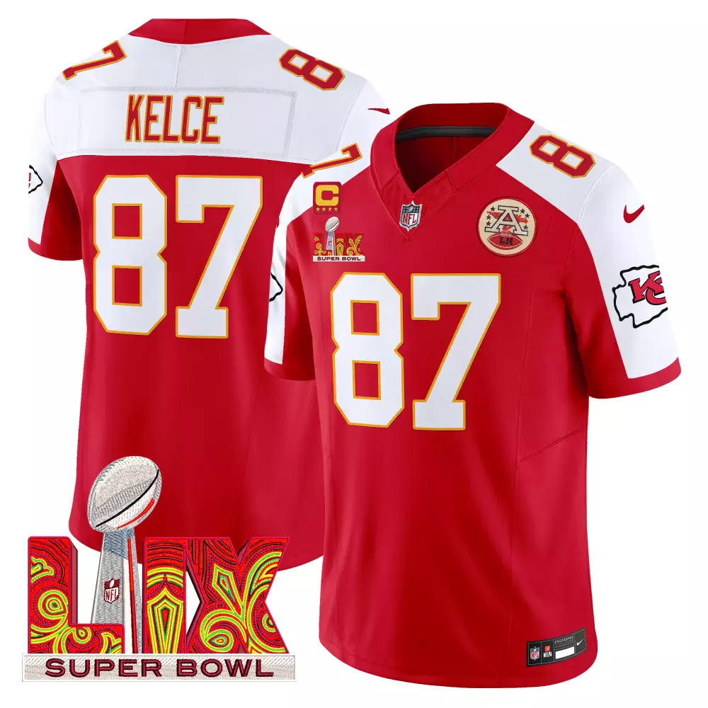 Travis Kelce Kansas City Chiefs Super Bowl LIX Patch Gold Trim Vapor Limited Jersey | Red | Celebrate in Style | For Men, Women & Youth