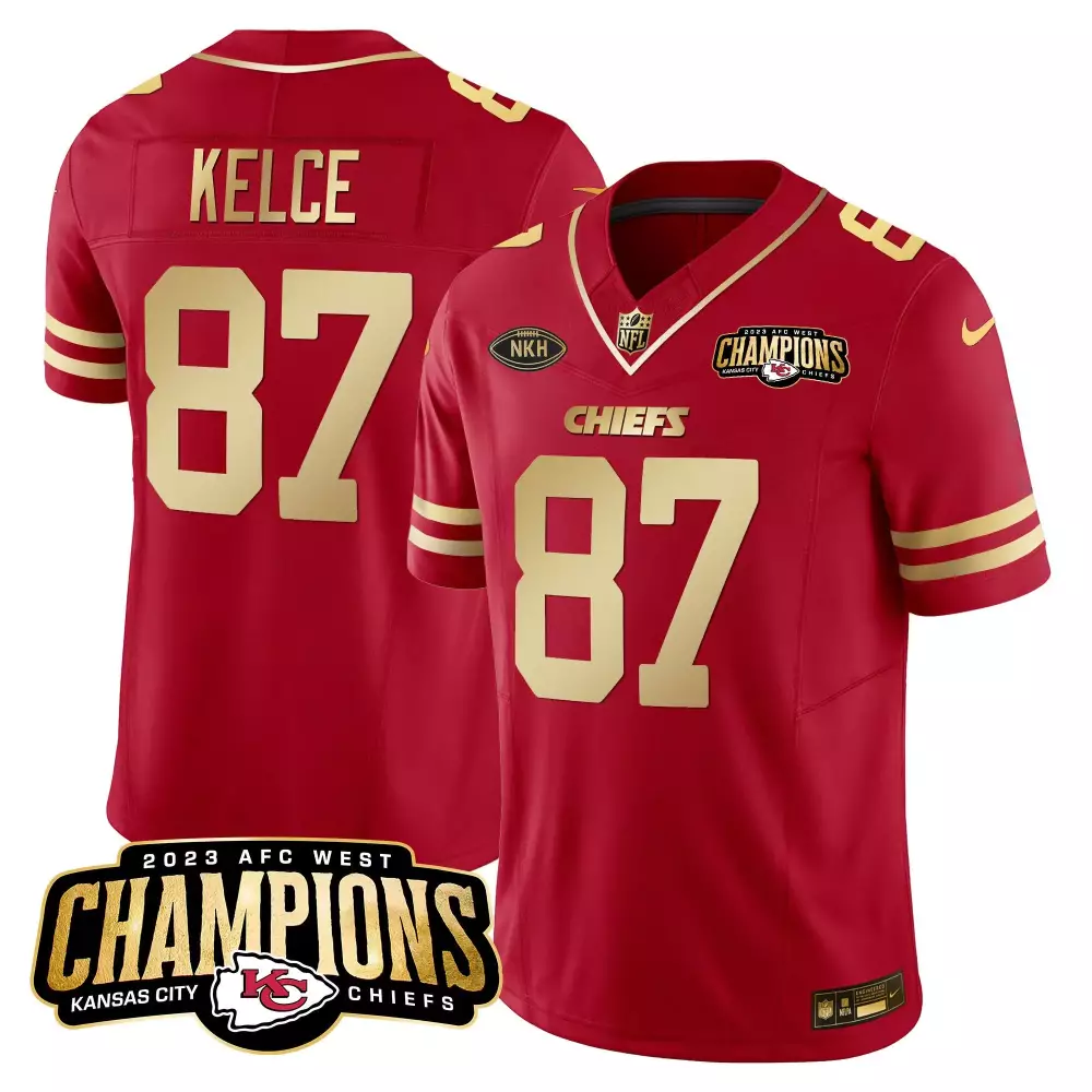travis kelce red alternate womens kansas city chiefs super bowl lviii gold patch vapor jersey v2 all stitched