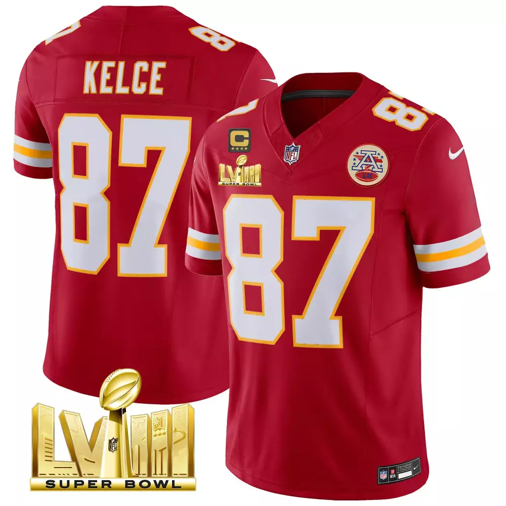 Travis Kelce Kansas City Chiefs 2024 Super Bowl LVIII Gold Patch Vapor Jersey | Stitched Fan Gear | For Men, Women & Youth
