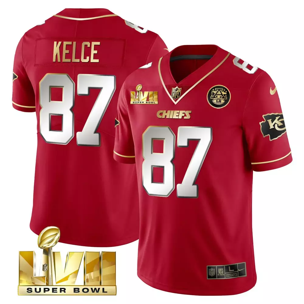 Travis Kelce Kansas City Chiefs Super Bowl LVII Gold Vapor Limited Jersey | Stitched | Fan Gear for Men, Women & Youth