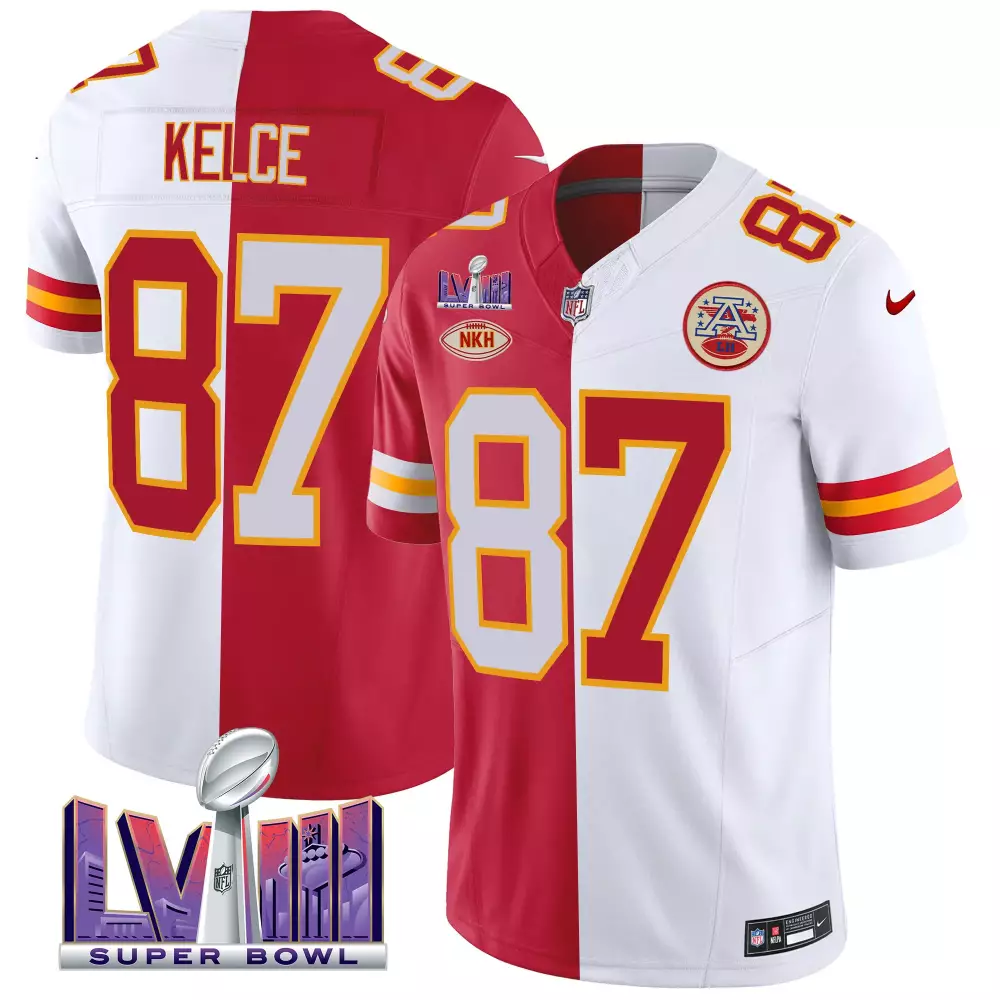 travis kelce split mens kansas city chiefs super bowl lviii patch vapor jersey v3 all stitched