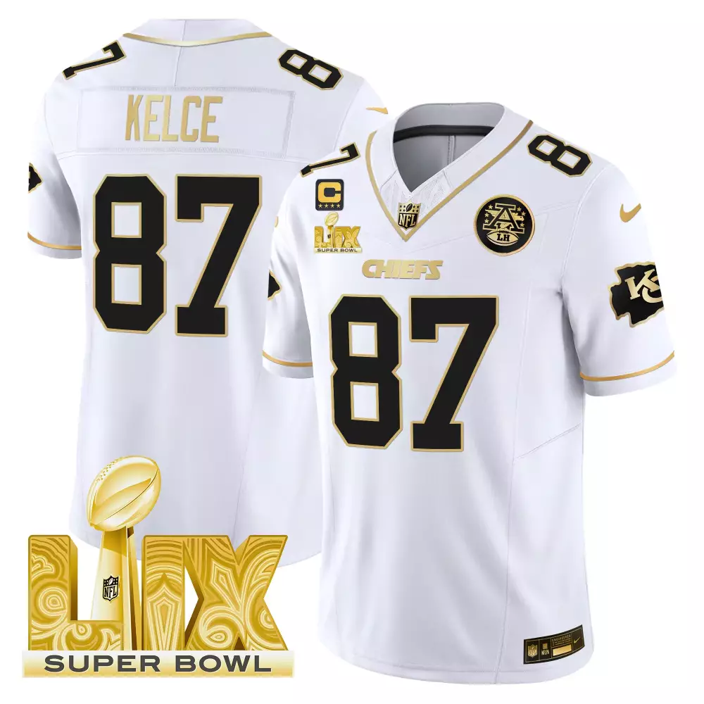 Travis Kelce Kansas City Chiefs Super Bowl LIX Patch Gold Trim Vapor Limited Jersey | Red | Celebrate in Style | For Men, Women & Youth