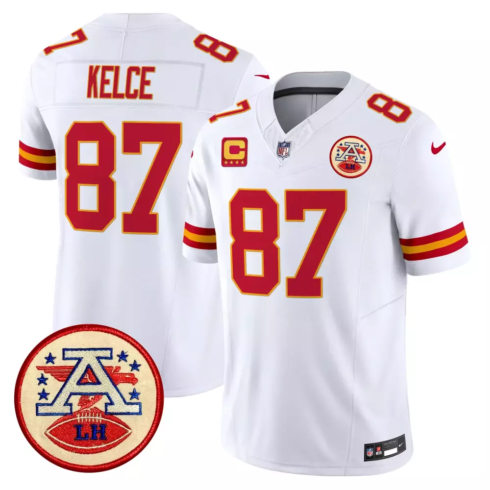 travis kelce white mens kansas city chiefs 2024 christmas vapor limited jersey printed