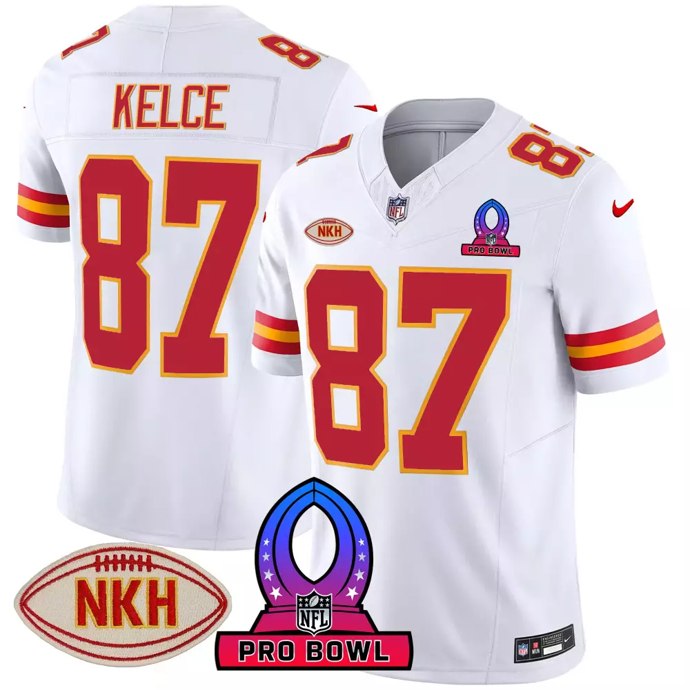 travis kelce white mens kansas city chiefs 2024 christmas vapor limited jersey printed