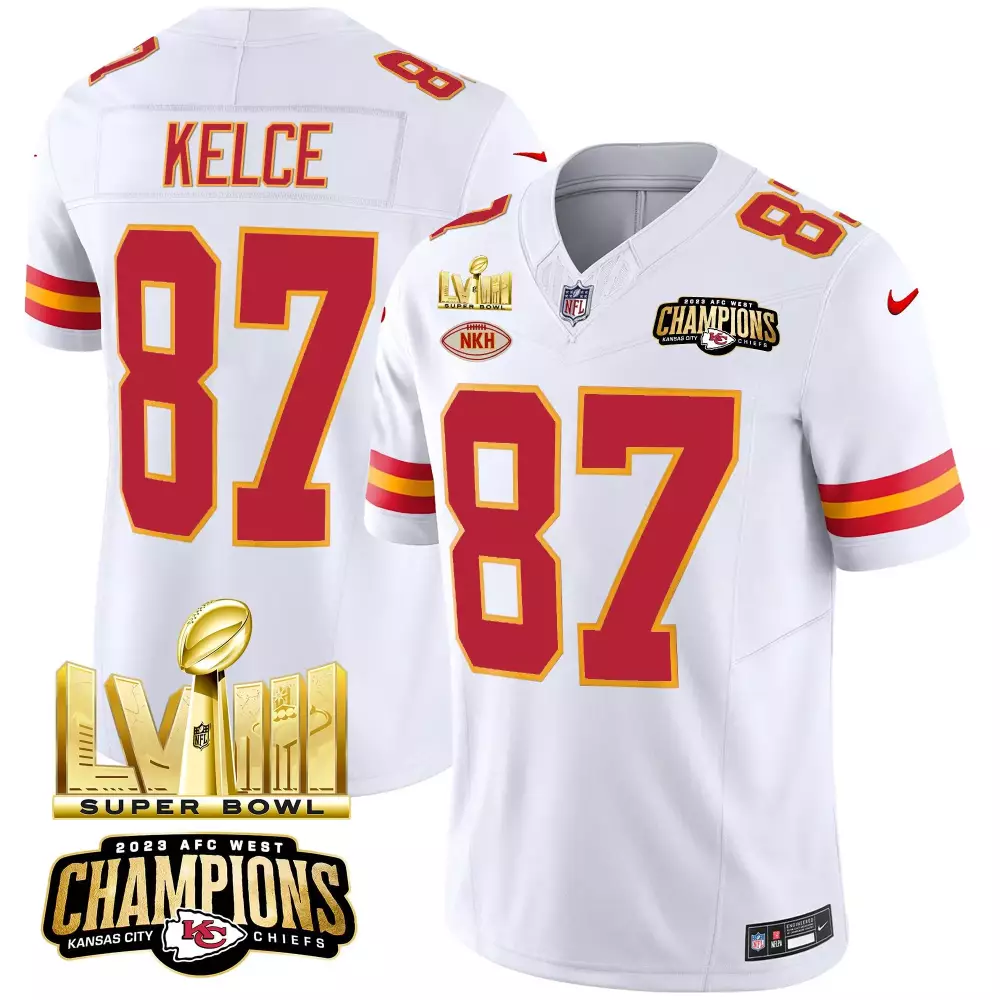 travis kelce white mens kansas city chiefs 2024 christmas vapor limited jersey printed