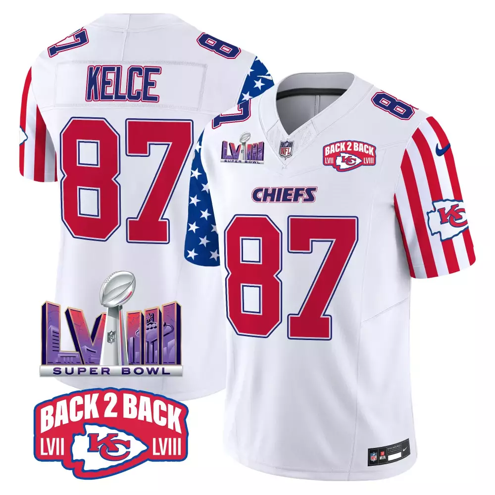 travis kelce white mens kansas city chiefs afc west champions super bowl lviii patch vapor jersey all stitched