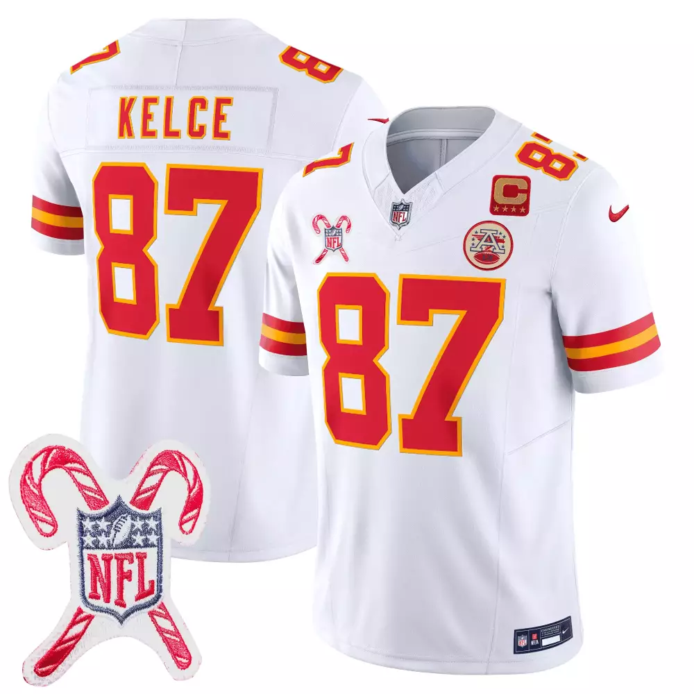 travis kelce white mens kansas city chiefs afc west champions super bowl lviii patch vapor jersey all stitched