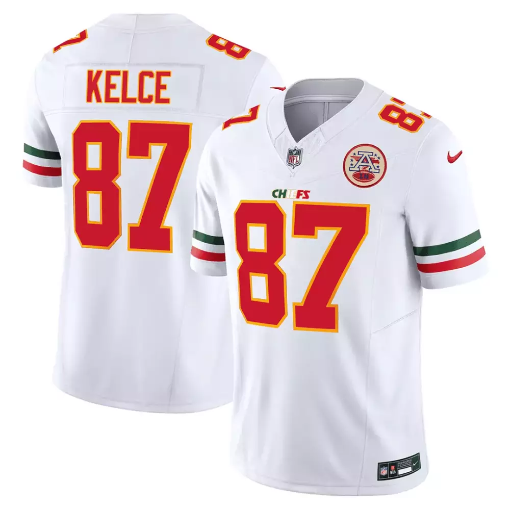 travis kelce white mens kansas city chiefs afc west champions super bowl lviii patch vapor jersey all stitched