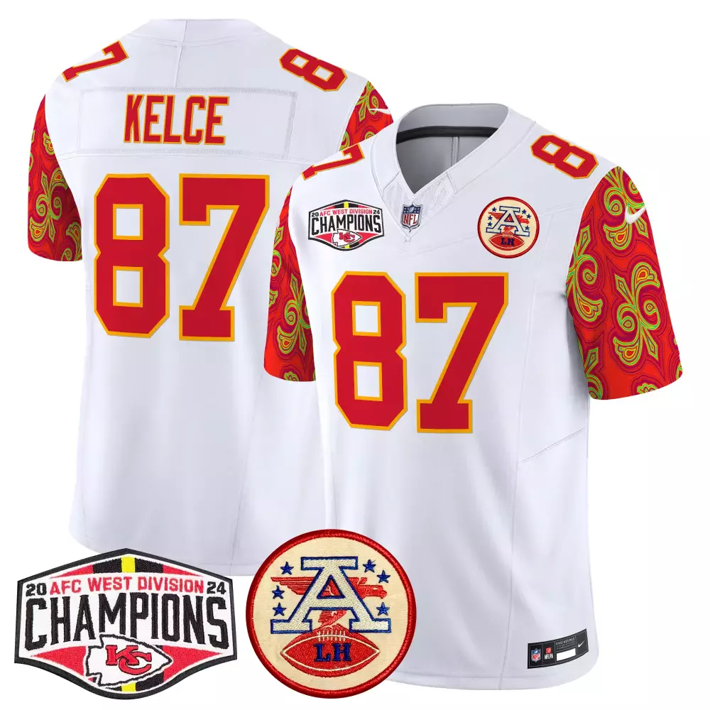 travis kelce white mens kansas city chiefs super bowl lix patch vapor limited jersey all stitched