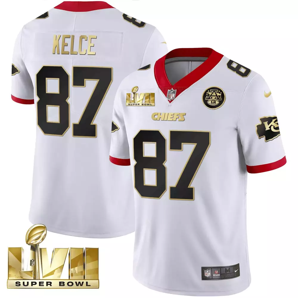 travis kelce white mens kansas city chiefs super bowl lix patch vapor limited jersey all stitched