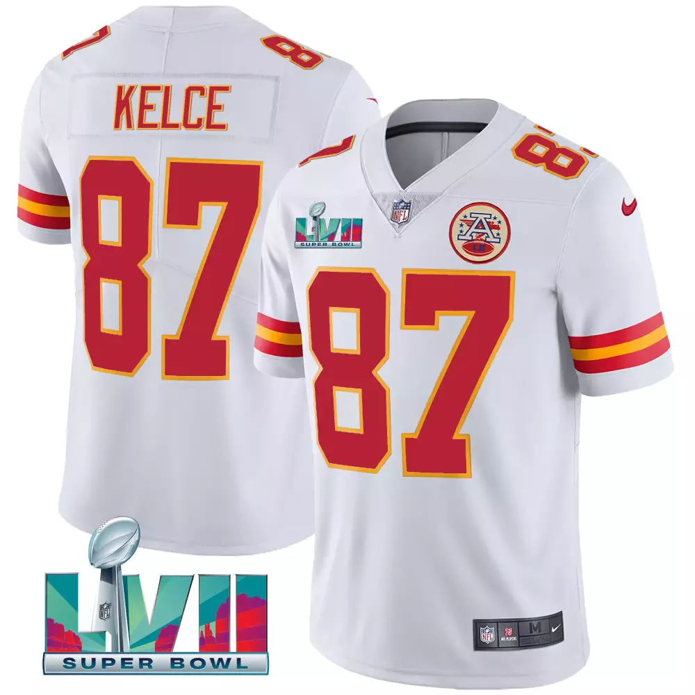 travis kelce white mens kansas city chiefs super bowl lix patch vapor limited jersey all stitched