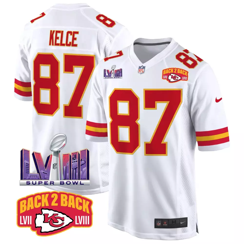 travis kelce white mens kansas city chiefs super bowl lvii red gold vapor jersey all stitched