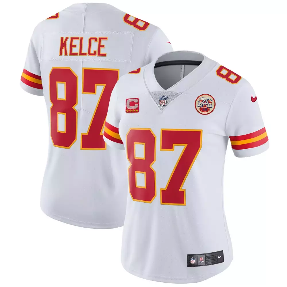 travis kelce white womens kansas city chiefs american style vapor limited jersey all stitched