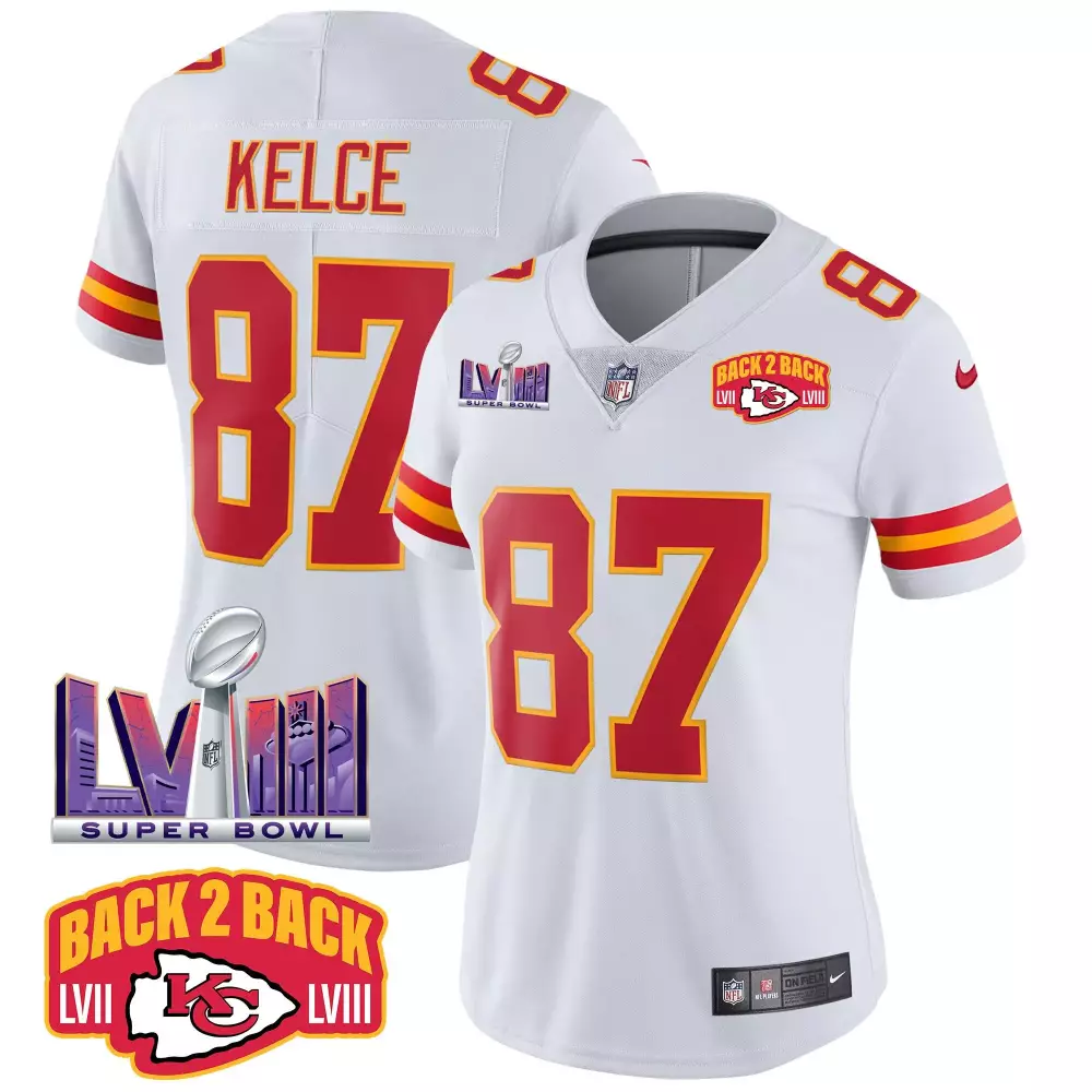 travis kelce white womens kansas city chiefs super bowl lvii red gold vapor jersey all stitched